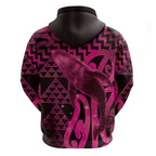 Humpback Whale Matariki New Zealand Hoodie NZ Maori Paikea Poutama Luxury Pink