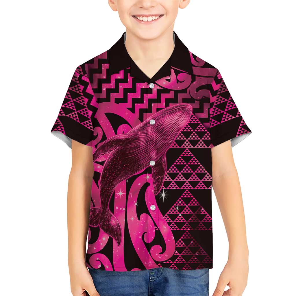 Humpback Whale Matariki New Zealand Kid Hawaiian Shirt NZ Maori Paikea Poutama Luxury Pink