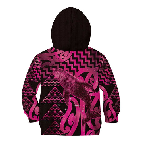 Humpback Whale Matariki New Zealand Kid Hoodie NZ Maori Paikea Poutama Luxury Pink