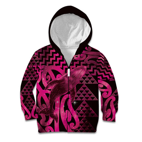 Humpback Whale Matariki New Zealand Kid Hoodie NZ Maori Paikea Poutama Luxury Pink