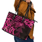 Humpback Whale Matariki New Zealand Leather Tote Bag NZ Maori Paikea Poutama Luxury Pink
