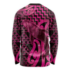 Humpback Whale Matariki New Zealand Long Sleeve Shirt NZ Maori Paikea Poutama Luxury Pink