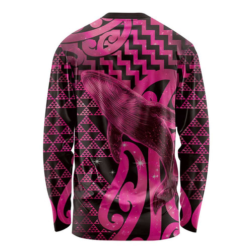 Humpback Whale Matariki New Zealand Long Sleeve Shirt NZ Maori Paikea Poutama Luxury Pink