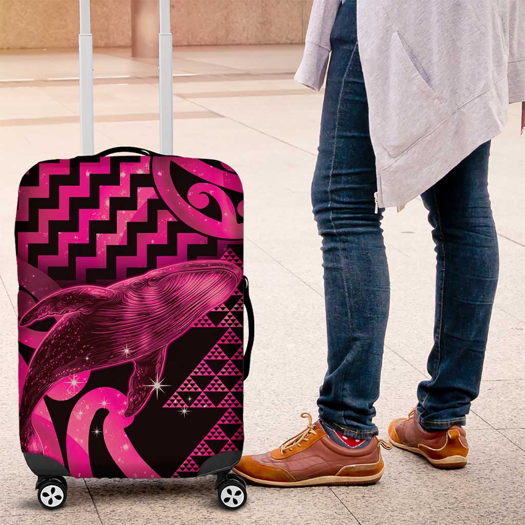 Humpback Whale Matariki New Zealand Luggage Cover NZ Maori Paikea Poutama Luxury Pink