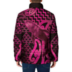 Humpback Whale Matariki New Zealand Padded Jacket NZ Maori Paikea Poutama Luxury Pink