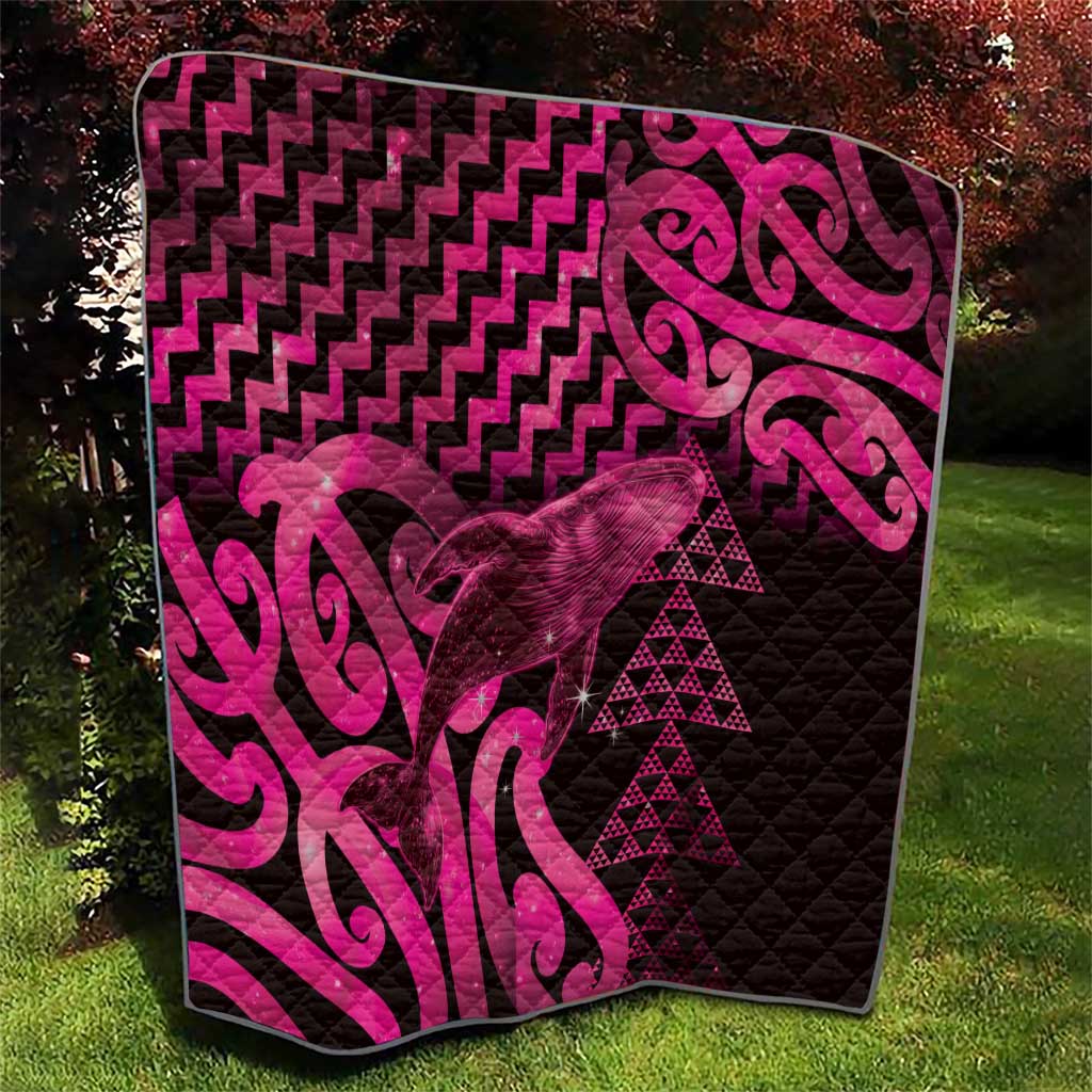 Humpback Whale Matariki New Zealand Quilt NZ Maori Paikea Poutama Luxury Pink