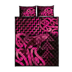 Humpback Whale Matariki New Zealand Quilt Bed Set NZ Maori Paikea Poutama Luxury Pink