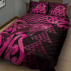 Humpback Whale Matariki New Zealand Quilt Bed Set NZ Maori Paikea Poutama Luxury Pink