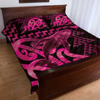 Humpback Whale Matariki New Zealand Quilt Bed Set NZ Maori Paikea Poutama Luxury Pink