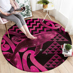 Humpback Whale Matariki New Zealand Round Carpet NZ Maori Paikea Poutama Luxury Pink
