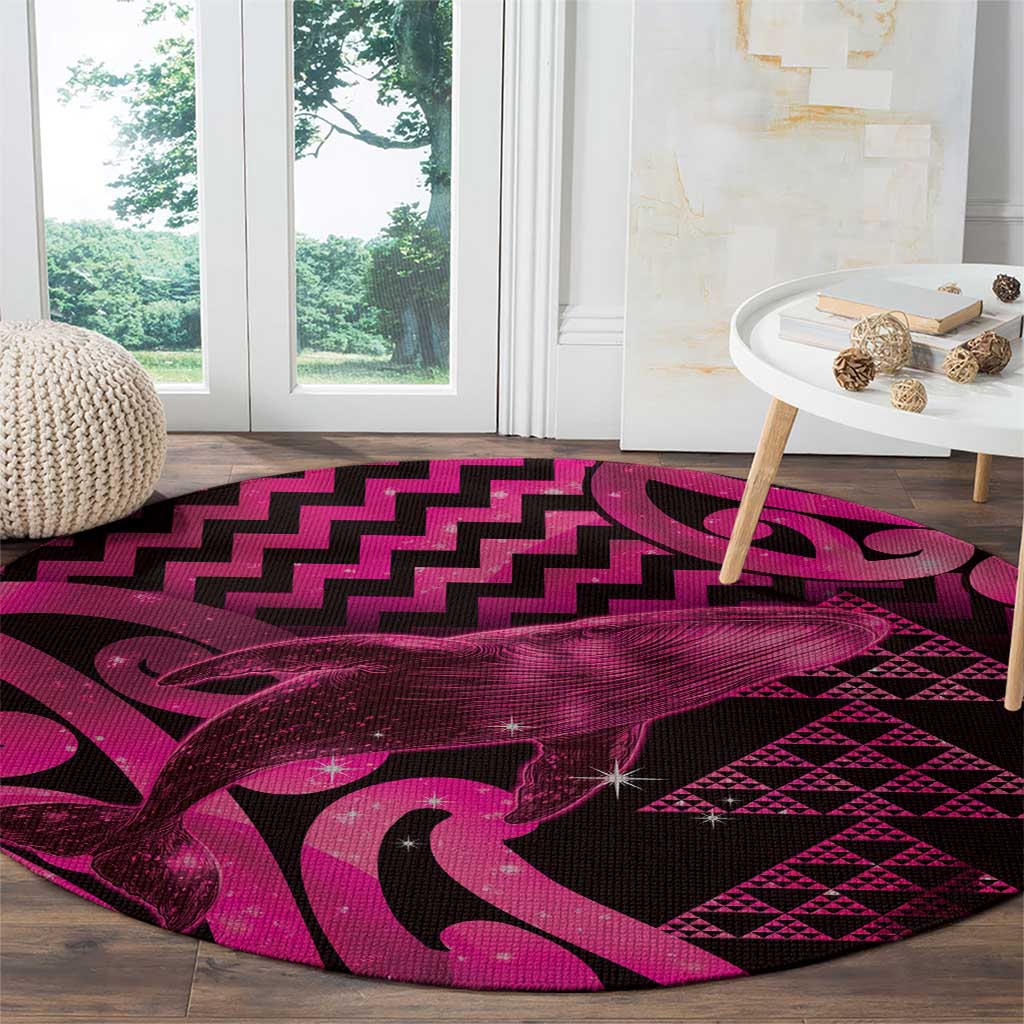 Humpback Whale Matariki New Zealand Round Carpet NZ Maori Paikea Poutama Luxury Pink