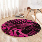 Humpback Whale Matariki New Zealand Round Carpet NZ Maori Paikea Poutama Luxury Pink