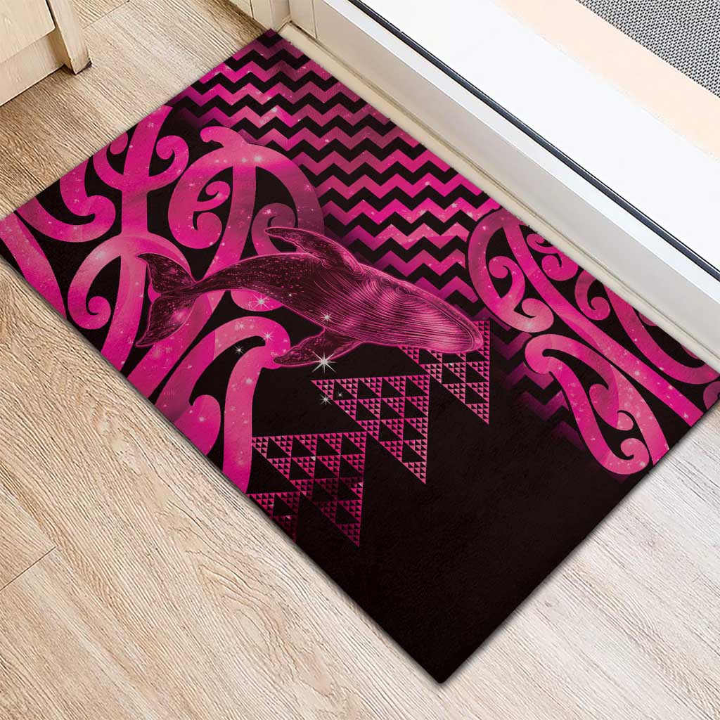 Humpback Whale Matariki New Zealand Rubber Doormat NZ Maori Paikea Poutama Luxury Pink