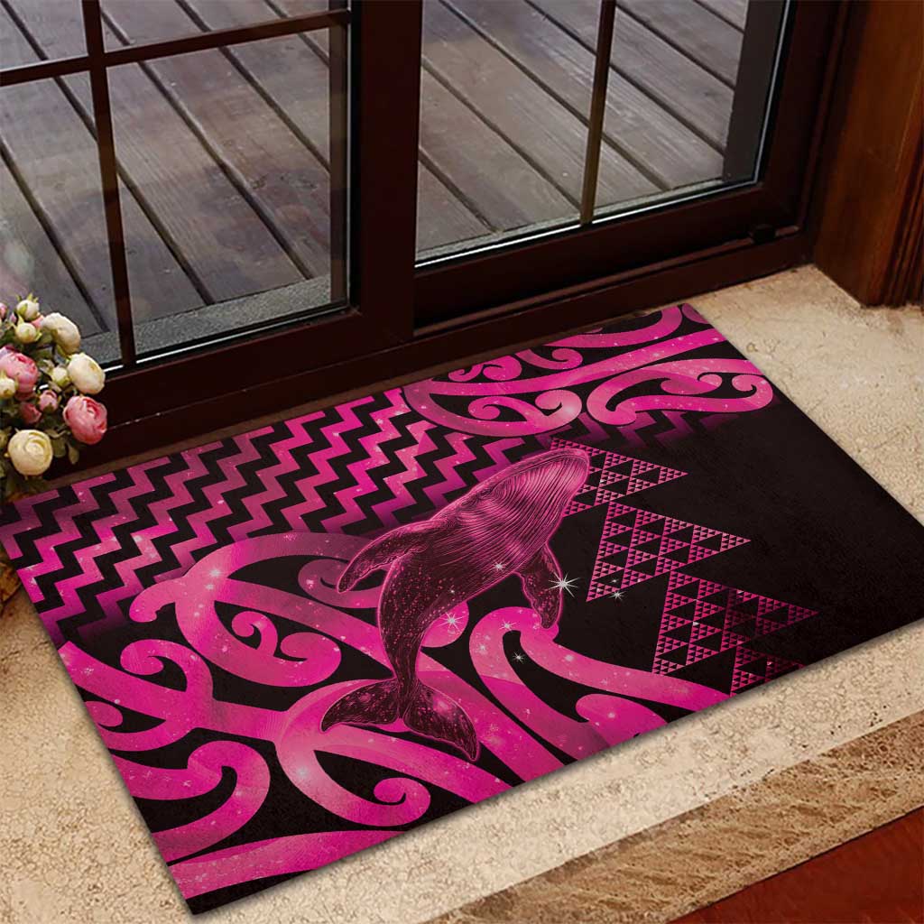 Humpback Whale Matariki New Zealand Rubber Doormat NZ Maori Paikea Poutama Luxury Pink