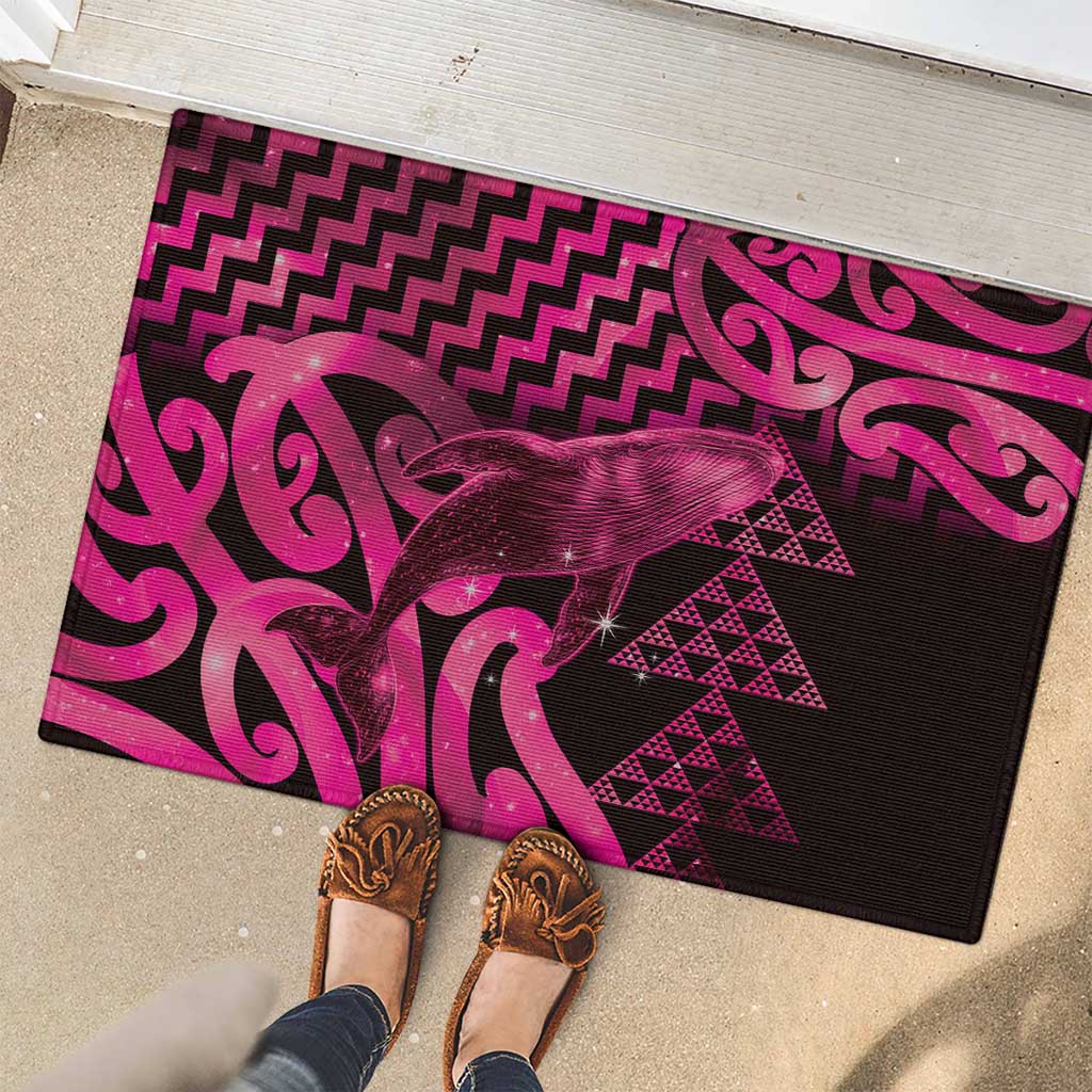 Humpback Whale Matariki New Zealand Rubber Doormat NZ Maori Paikea Poutama Luxury Pink