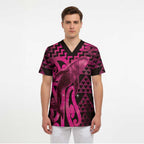 Humpback Whale Matariki New Zealand Scrub Top NZ Maori Paikea Poutama Luxury Pink