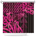 Humpback Whale Matariki New Zealand Shower Curtain NZ Maori Paikea Poutama Luxury Pink