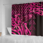 Humpback Whale Matariki New Zealand Shower Curtain NZ Maori Paikea Poutama Luxury Pink