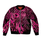 Humpback Whale Matariki New Zealand Sleeve Zip Bomber Jacket NZ Maori Paikea Poutama Luxury Pink
