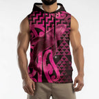Humpback Whale Matariki New Zealand Sleeveless Hoodie NZ Maori Paikea Poutama Luxury Pink