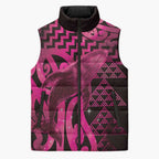 Humpback Whale Matariki New Zealand Sleeveless Puffer Jacket NZ Maori Paikea Poutama Luxury Pink