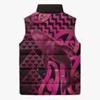 Humpback Whale Matariki New Zealand Sleeveless Puffer Jacket NZ Maori Paikea Poutama Luxury Pink