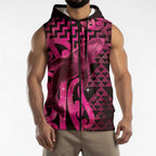 Humpback Whale Matariki New Zealand Sleeveless Zip Hoodie NZ Maori Paikea Poutama Luxury Pink