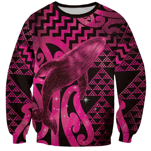 Humpback Whale Matariki New Zealand Sweatshirt NZ Maori Paikea Poutama Luxury Pink