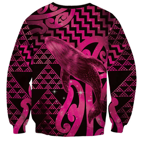 Humpback Whale Matariki New Zealand Sweatshirt NZ Maori Paikea Poutama Luxury Pink