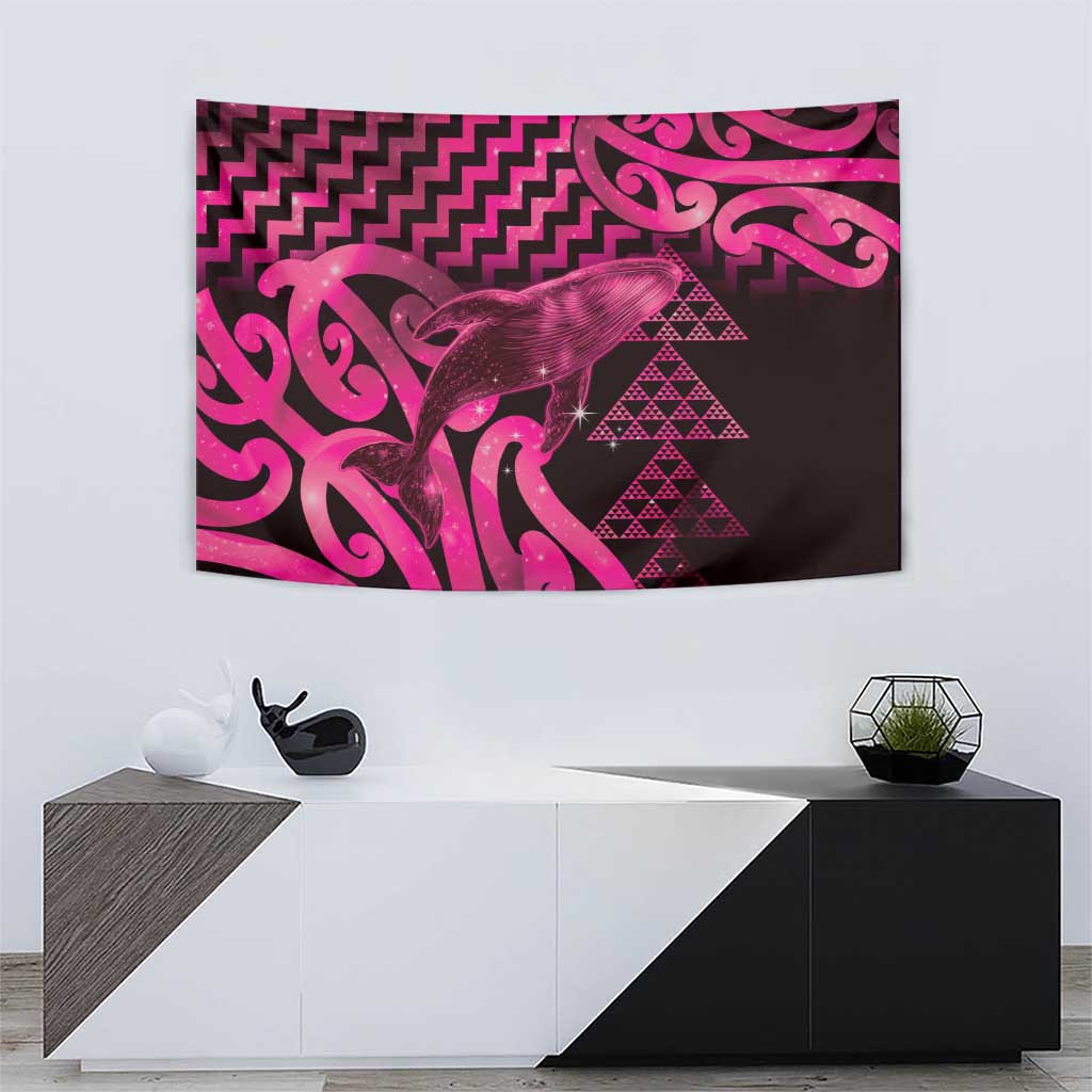 Humpback Whale Matariki New Zealand Tapestry NZ Maori Paikea Poutama Luxury Pink