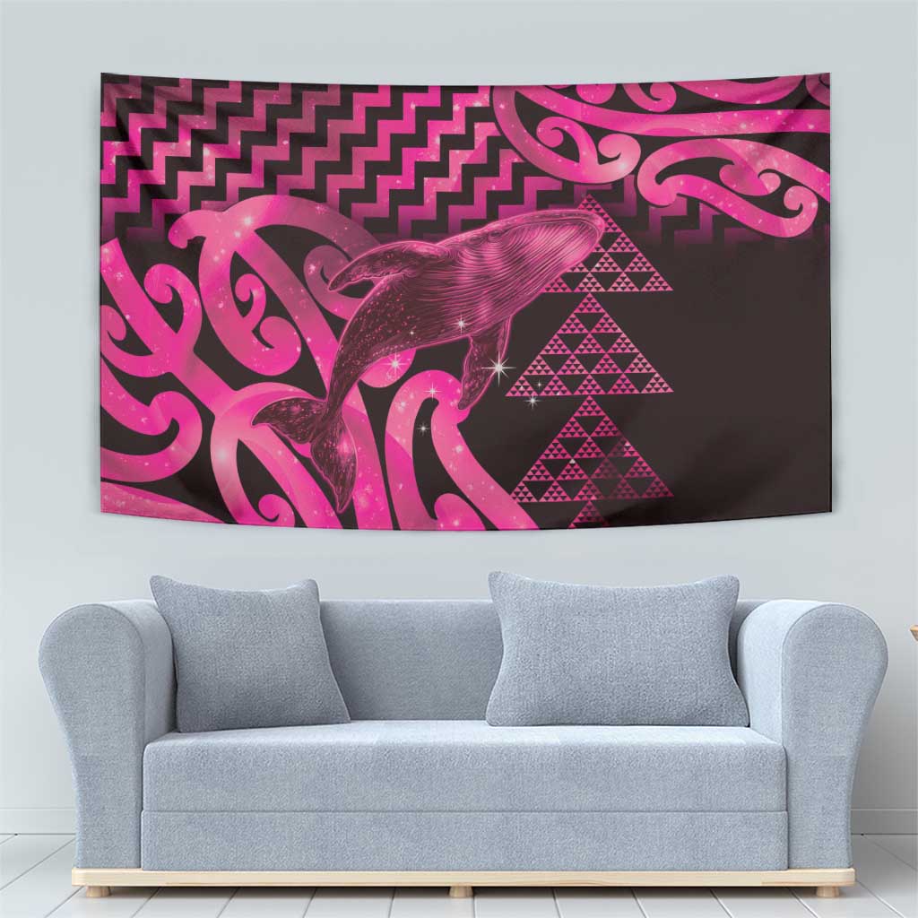 Humpback Whale Matariki New Zealand Tapestry NZ Maori Paikea Poutama Luxury Pink
