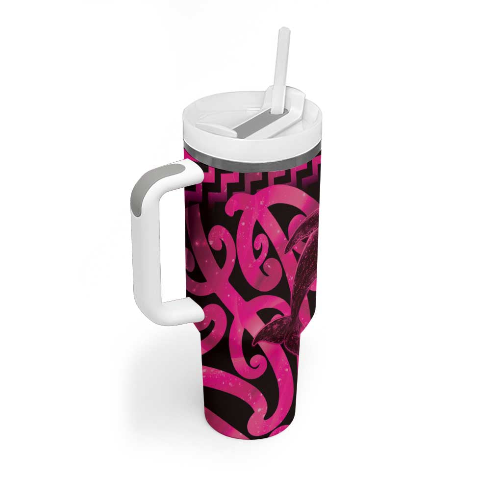 Humpback Whale Matariki New Zealand Tumbler With Handle NZ Maori Paikea Poutama Luxury Pink