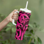 Humpback Whale Matariki New Zealand Tumbler With Handle NZ Maori Paikea Poutama Luxury Pink