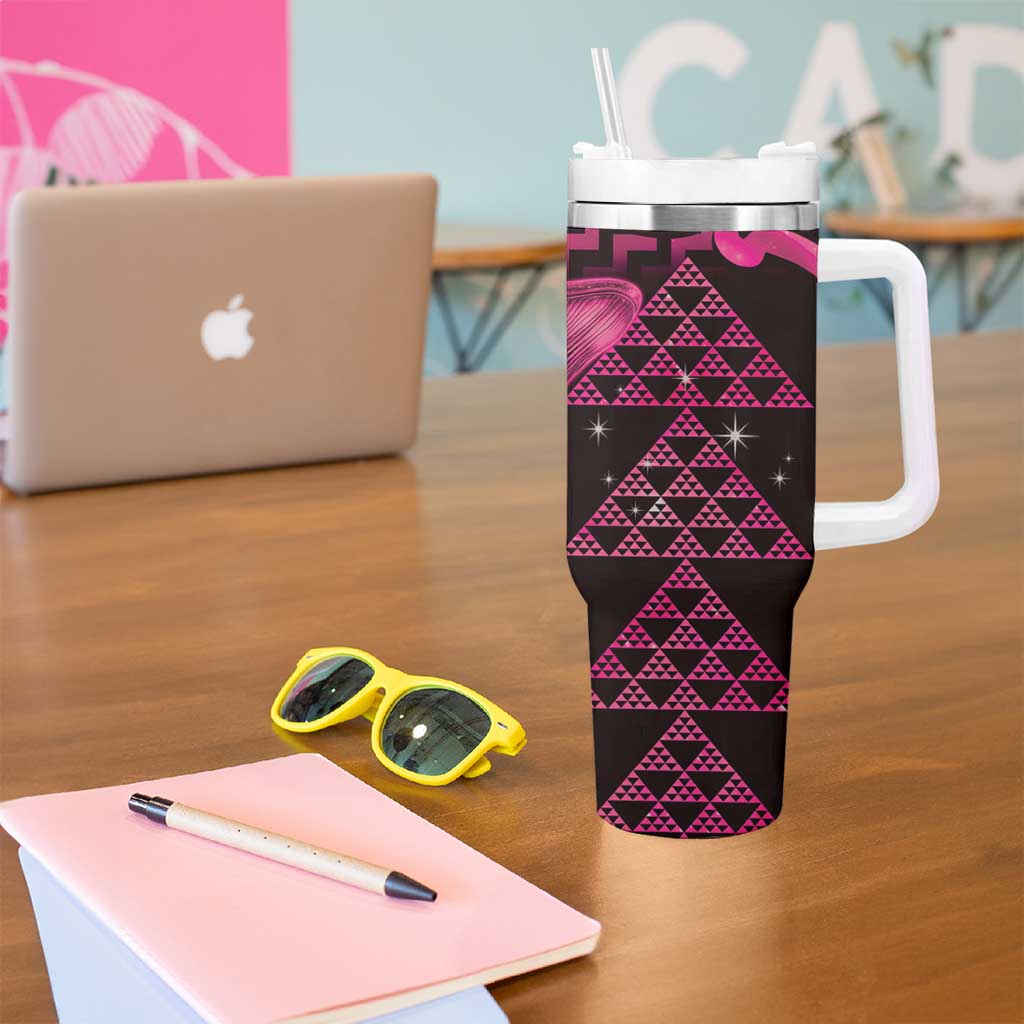 Humpback Whale Matariki New Zealand Tumbler With Handle NZ Maori Paikea Poutama Luxury Pink