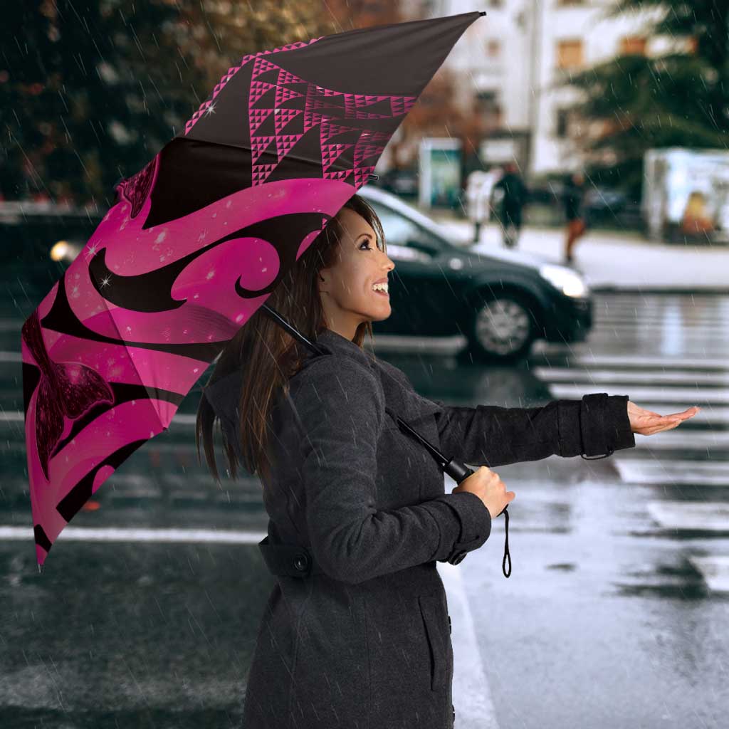 Humpback Whale Matariki New Zealand Umbrella NZ Maori Paikea Poutama Luxury Pink