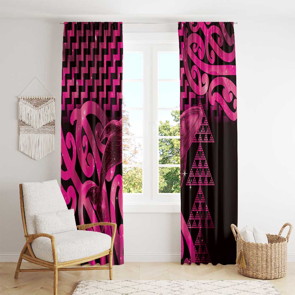 Humpback Whale Matariki New Zealand Window Curtain NZ Maori Paikea Poutama Luxury Pink