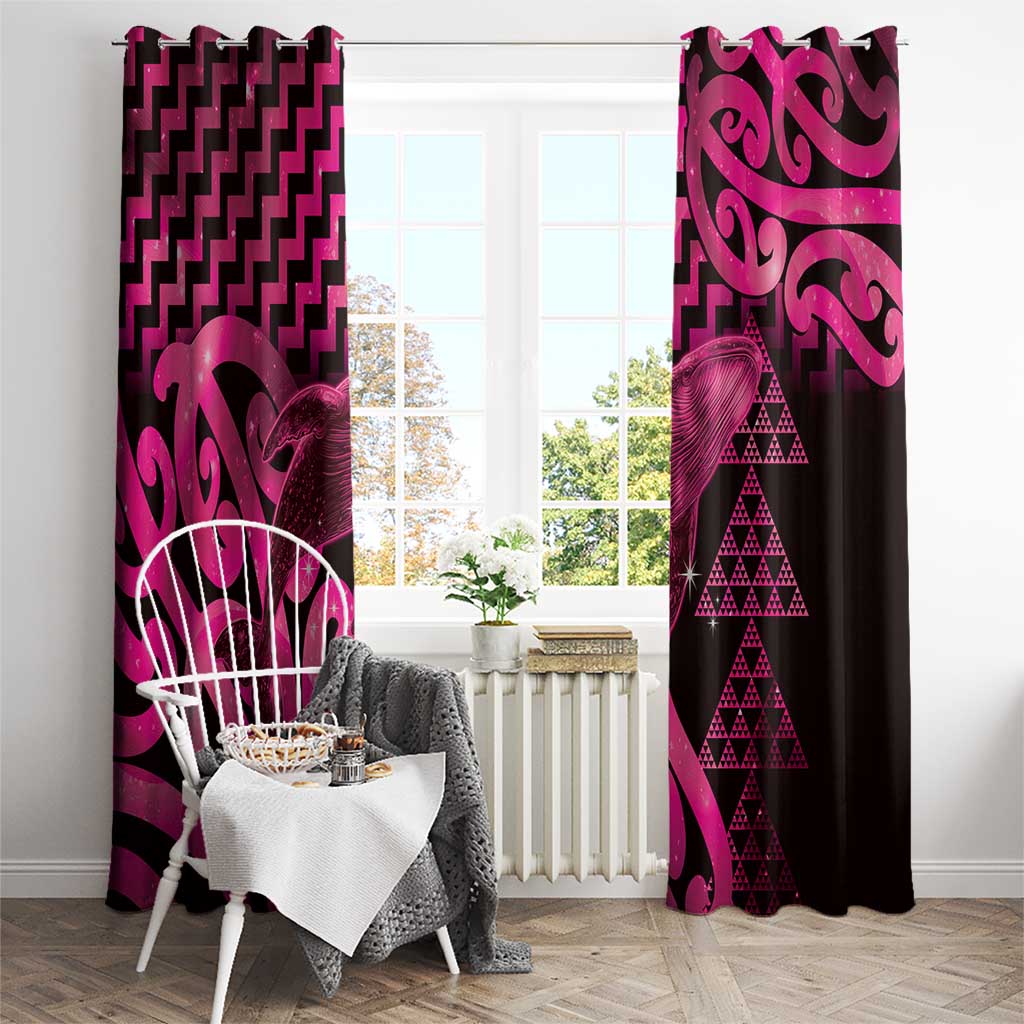 Humpback Whale Matariki New Zealand Window Curtain NZ Maori Paikea Poutama Luxury Pink