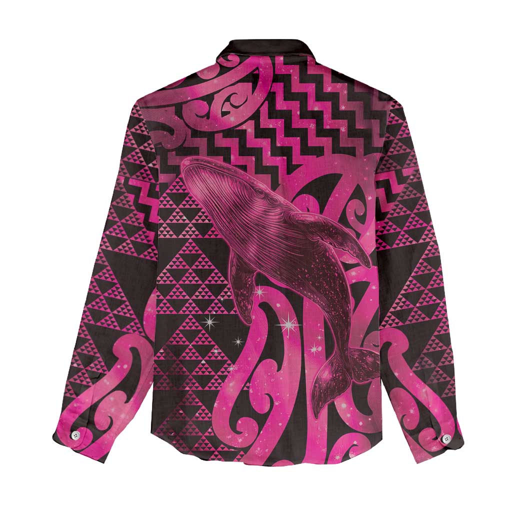 Humpback Whale Matariki New Zealand Women Casual Shirt NZ Maori Paikea Poutama Luxury Pink