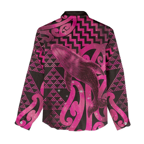 Humpback Whale Matariki New Zealand Women Casual Shirt NZ Maori Paikea Poutama Luxury Pink