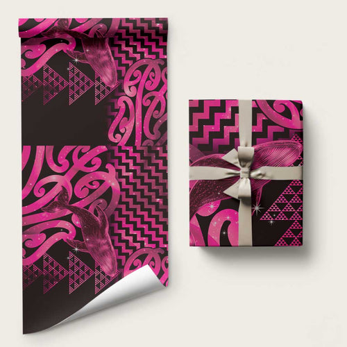 Humpback Whale Matariki New Zealand Wrapping Paper NZ Maori Paikea Poutama Luxury Pink