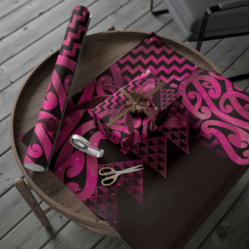 Humpback Whale Matariki New Zealand Wrapping Paper NZ Maori Paikea Poutama Luxury Pink