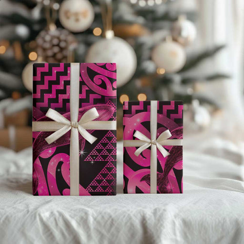 Humpback Whale Matariki New Zealand Wrapping Paper NZ Maori Paikea Poutama Luxury Pink
