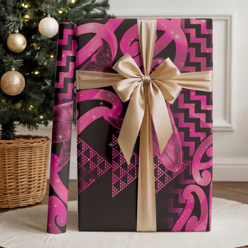 Humpback Whale Matariki New Zealand Wrapping Paper NZ Maori Paikea Poutama Luxury Pink