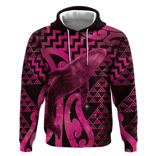 Humpback Whale Matariki New Zealand Zip Hoodie NZ Maori Paikea Poutama Luxury Pink