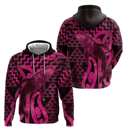 Humpback Whale Matariki New Zealand Zip Hoodie NZ Maori Paikea Poutama Luxury Pink