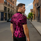 Humpback Whale Matariki New Zealand Zipper Polo Shirt NZ Maori Paikea Poutama Luxury Pink