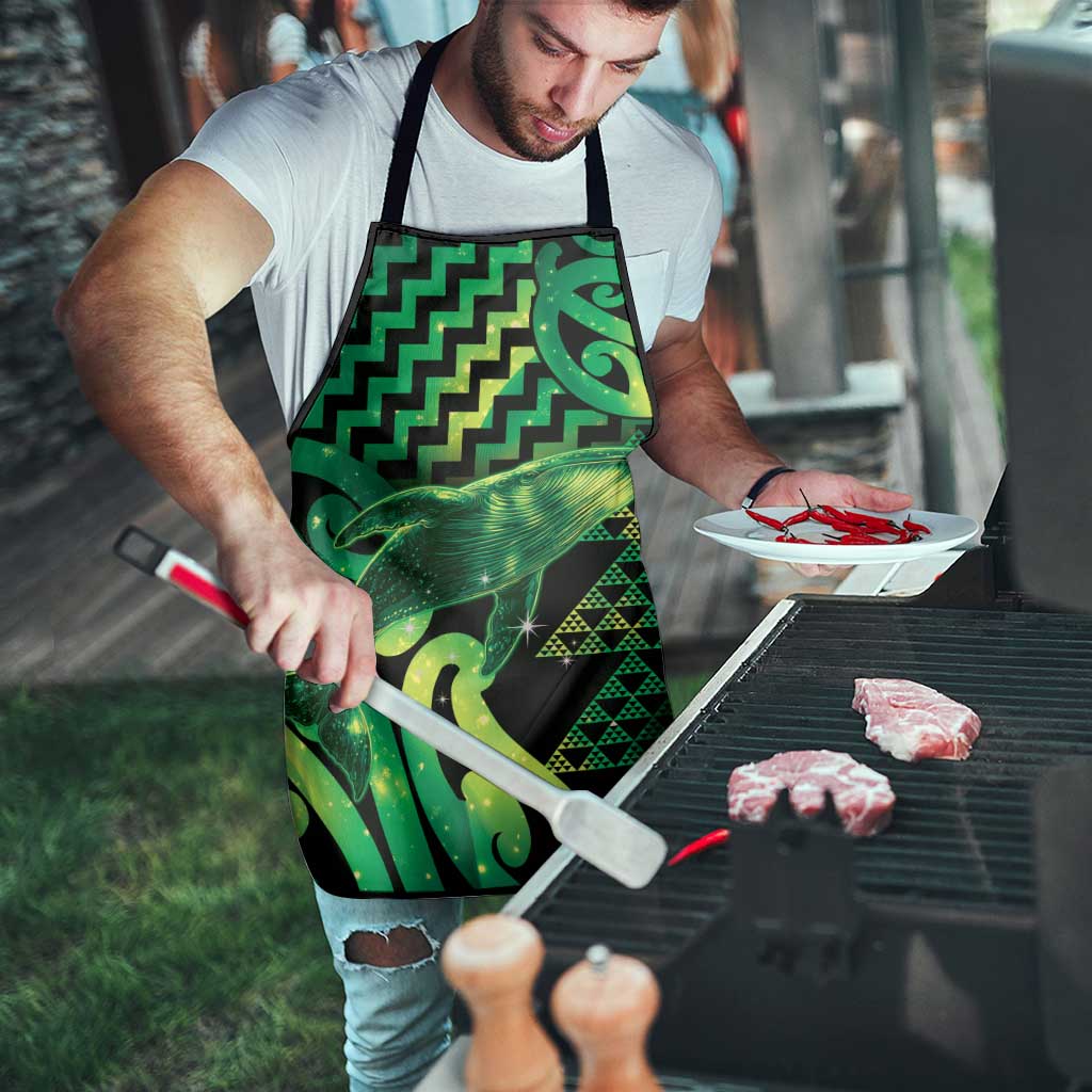 Humpback Whale Matariki New Zealand Apron NZ Maori Paikea Poutama Luxury Green