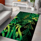 Humpback Whale Matariki New Zealand Area Rug NZ Maori Paikea Poutama Luxury Green