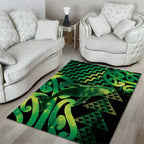 Humpback Whale Matariki New Zealand Area Rug NZ Maori Paikea Poutama Luxury Green