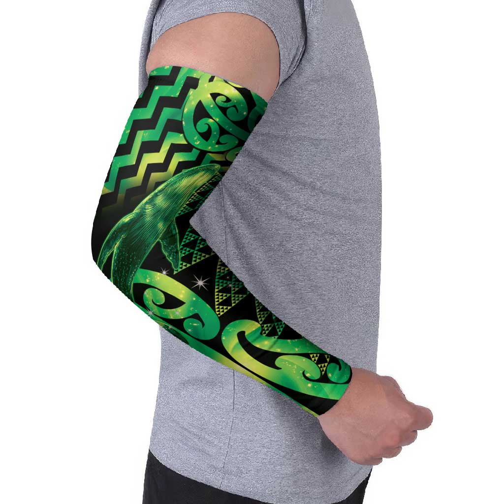 Humpback Whale Matariki New Zealand Arm Sleeves NZ Maori Paikea Poutama Luxury Green